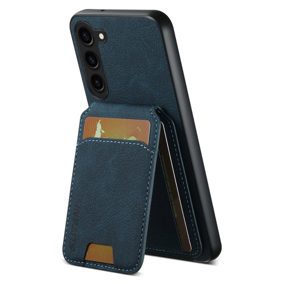 For Samsung Galaxy S24+ 5G Suteni H02 Litchi Leather Card Wallet Stand Back Phone Case(Blue)
