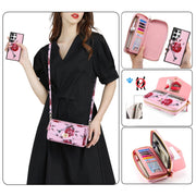 For Samsung Galaxy S24 5G Flower Multi-functional Crossbody Zipper Wallet Leather Phone Case(Pink)