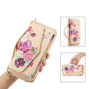 For Samsung Galaxy S24 5G Flower Multi-functional Crossbody Zipper Wallet Leather Phone Case(Yellow)