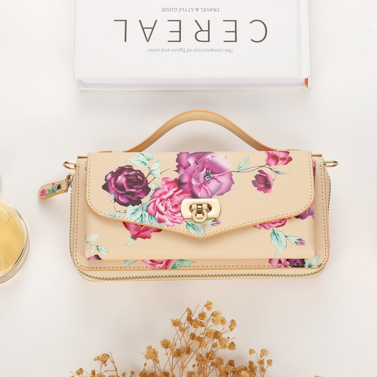 For Samsung Galaxy S24+ 5G Flower Multi-functional Crossbody Zipper Wallet Leather Phone Case(Yellow) - free shipping - PMC Jewellery - Order now!