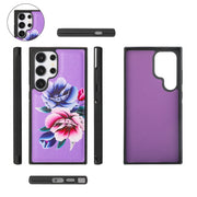 For Samsung Galaxy S24 Ultra 5G Flower Multi-functional Crossbody Zipper Wallet Leather Phone Case(Purple)