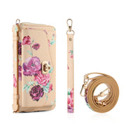 For Samsung Galaxy S24 Ultra 5G Flower Multi-functional Crossbody Zipper Wallet Leather Phone Case(Yellow)