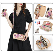 For Samsung Galaxy S24 Ultra 5G Flower Multi-functional Crossbody Zipper Wallet Leather Phone Case(Yellow)