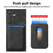 For Samsung Galaxy S22 Ultra 5G Retro Leather Card Bag Magnetic Phone Case(Black)