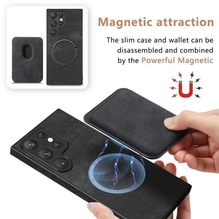 For Samsung Galaxy S22 Ultra 5G Retro Leather Card Bag Magnetic Phone Case(Black) - Galaxy S22 Ultra 5G Cases by PMC TechLife | Online Shopping South Africa | PMC TechLife