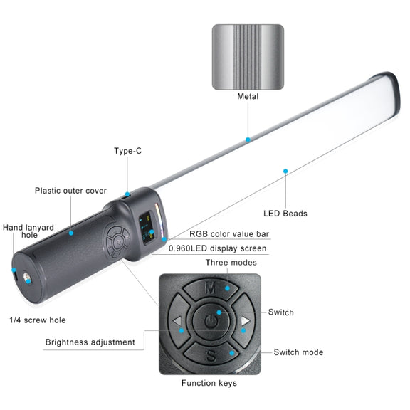 VLOGLITE W270RGB Live Streaming E-Sports Handheld Fill Light LED Studio Light(UK Plug)