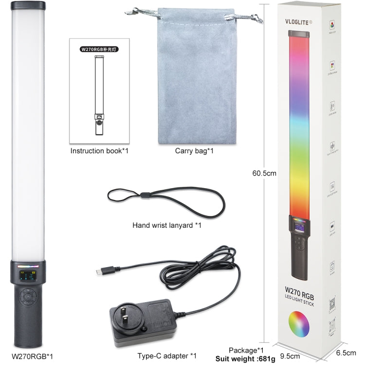 VLOGLITE W270RGB Live Streaming E-Sports Handheld Fill Light LED Studio Light(UK Plug)