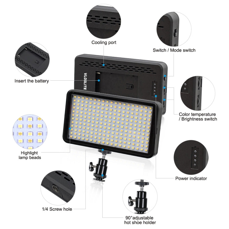 VLOGLITE W228 Dual Color Temperature Portable Photographic Fill Light High-Brightness Video Light - free shipping - PMC Jewellery - Order now!