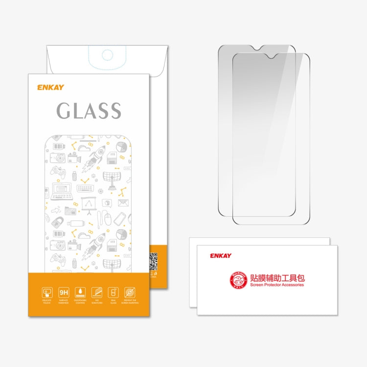 For OPPO A18 / A38 2pcs ENKAY 9H Big Arc Edge High Aluminum-silicon Tempered Glass Film