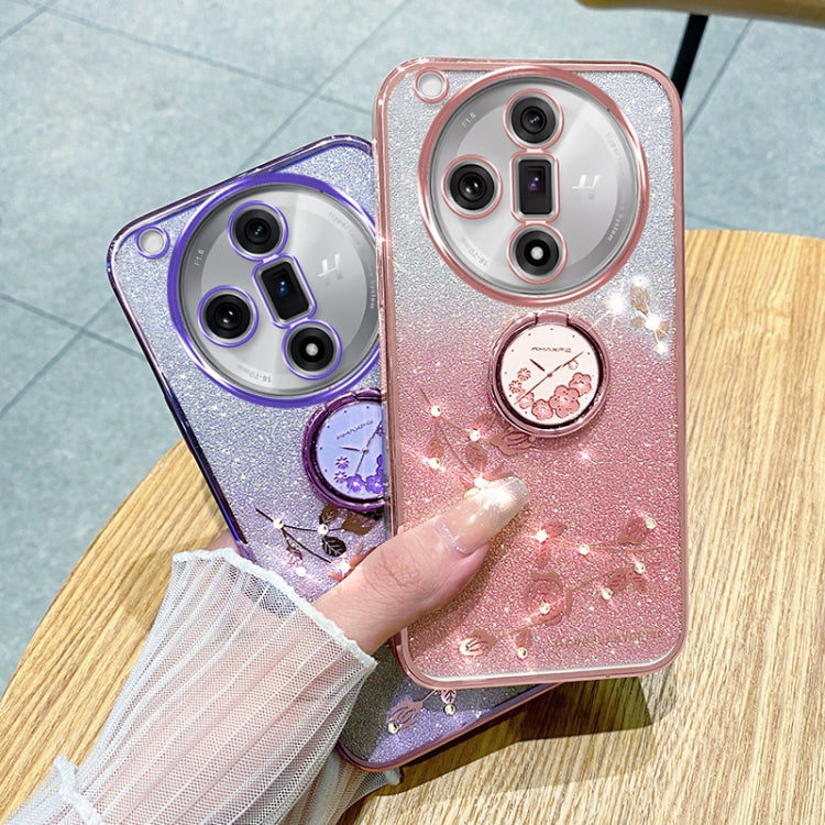 For OPPO Find X7 Gradient Glitter Immortal Flower Ring All-inclusive Phone Case(Blue) - Find X7 Cases by PMC TechLife | Online Shopping South Africa | PMC TechLife | Buy Now Pay Later Mobicred