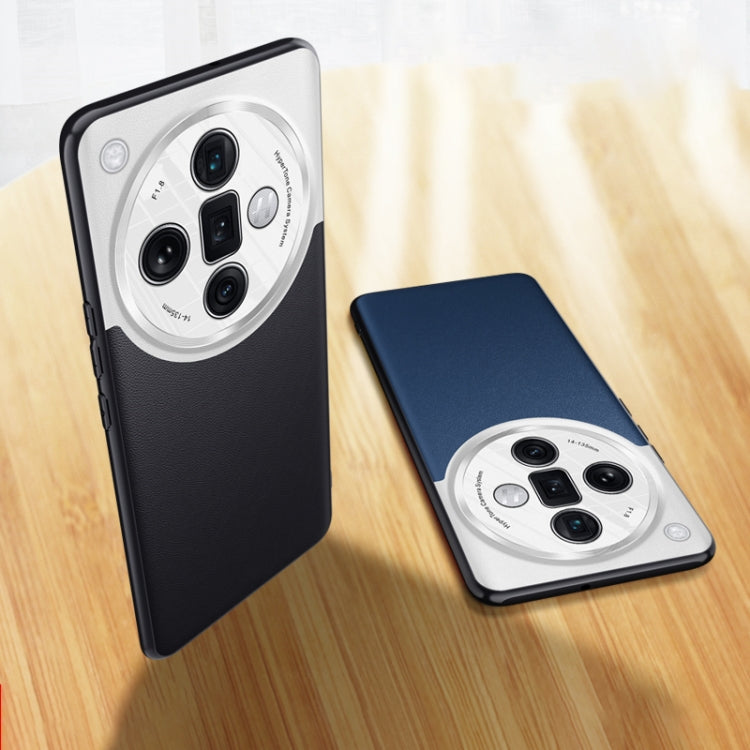 For OPPO  Find X7 Ultra Plain-leather All-inclusive Shockproof Phone Case(Silver) - Find X7 Ultra Cases by PMC TechLife | Online Shopping South Africa | PMC TechLife | Buy Now Pay Later Mobicred