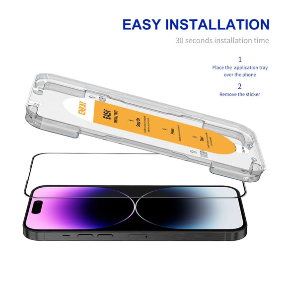 For iPhone 14 Pro Max ENKAY Easy Install High Alumina Silicon Full Glass Film