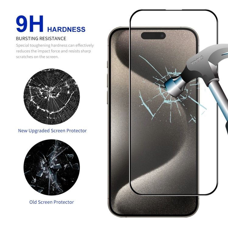 For iPhone 15 Pro Max ENKAY Easy Install High Alumina Silicon Full Glass Film
