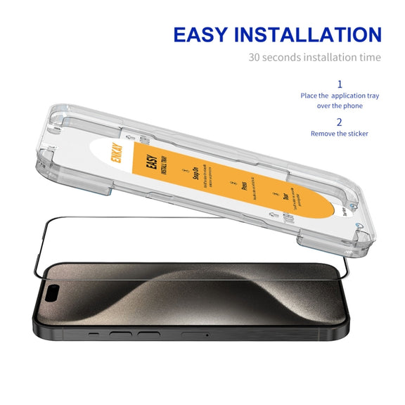 For iPhone 15 Pro ENKAY Easy Install High Alumina Silicon Full Glass Film