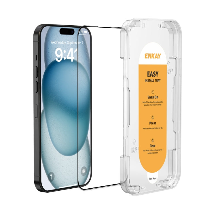 For iPhone 15 ENKAY Easy Install High Alumina Silicon Full Glass Film - iPhone 15 Tempered Glass by ENKAY | Online Shopping South Africa | PMC TechLife | Buy Now Pay Later Mobicred