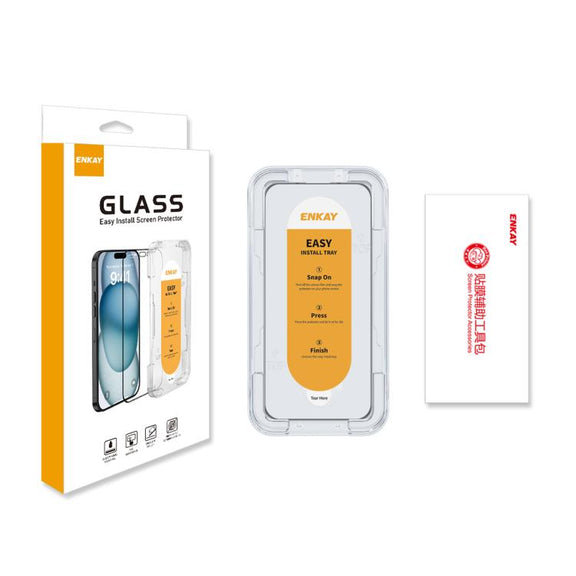 For iPhone 15 ENKAY Easy Install High Alumina Silicon Full Glass Film