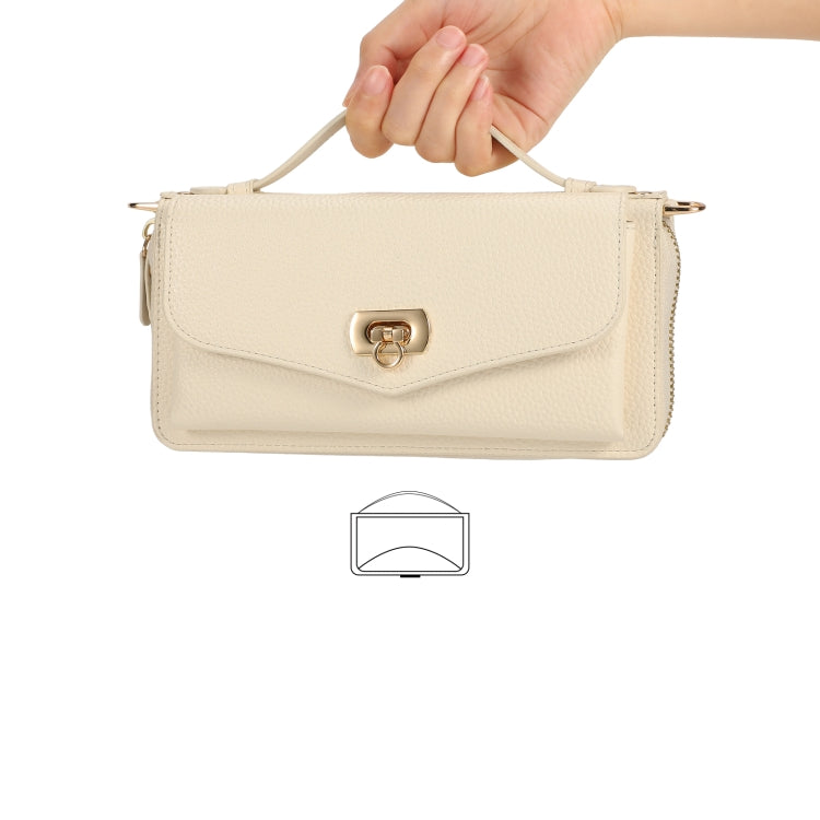 For Samsung Galaxy S24 5G Crossbody Multi-functional Zipper Wallet Litchi Leather Phone Case(Beige)