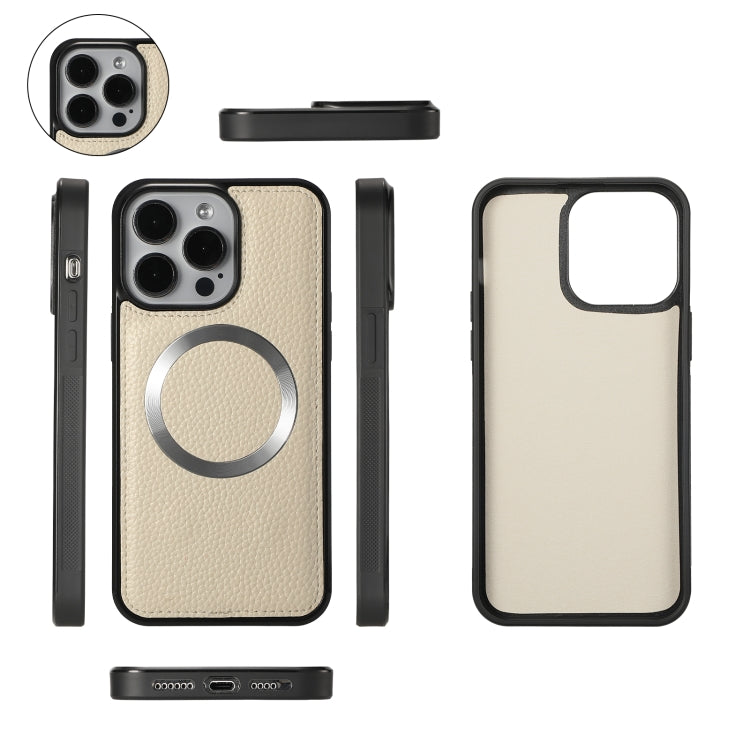For iPhone 15 Pro Max MagSafe Crossbody Multi-functional Zipper Wallet Litchi Leather Phone Case(White) - iPhone 15 Pro Max Cases by PMC TechLife | Online Shopping South Africa | PMC TechLife