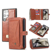 For Samsung Galaxy S24 Ultra 5G Multi-functional Zipper Wallet Leather Phone Case(Orange)