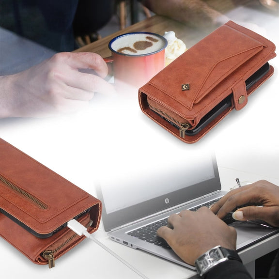 For Samsung Galaxy S24 Ultra 5G Multi-functional Zipper Wallet Leather Phone Case(Orange)