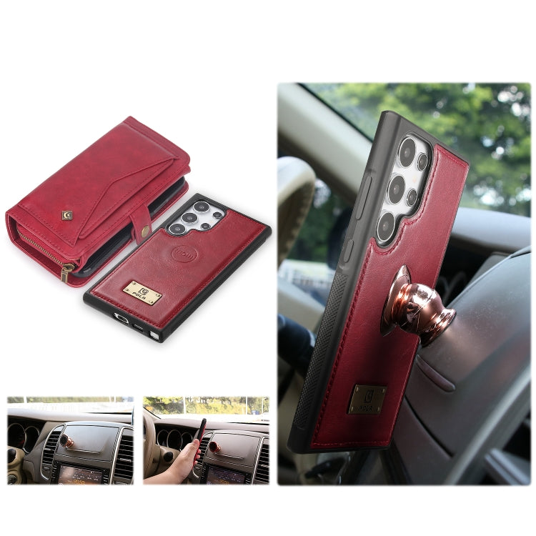 For Samsung Galaxy S24 Ultra 5G Multi-functional Zipper Wallet Leather Phone Case(Red)