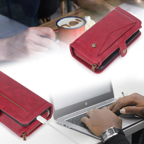 For Samsung Galaxy S24 Ultra 5G Multi-functional Zipper Wallet Leather Phone Case(Red)