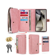 For Samsung Galaxy S24+ 5G Multi-functional Zipper Wallet Leather Phone Case(Pink)