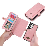 For Samsung Galaxy S24+ 5G Multi-functional Zipper Wallet Leather Phone Case(Pink)