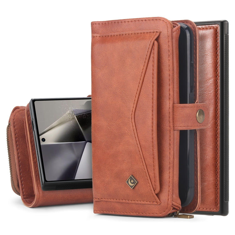 For Samsung Galaxy S24 5G Multi-functional Zipper Wallet Leather Phone Case(Orange)