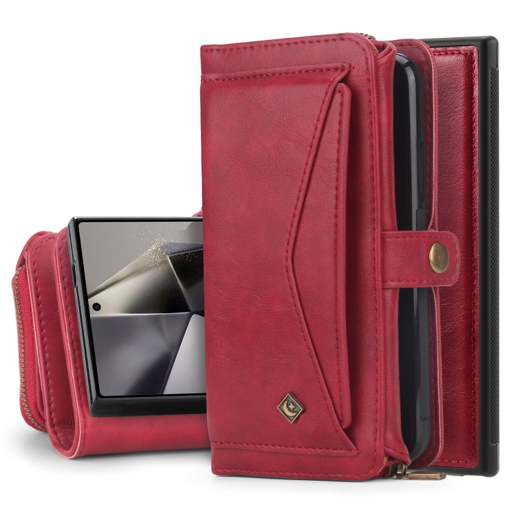 For Samsung Galaxy S24 5G Multi-functional Zipper Wallet Leather Phone Case(Red)