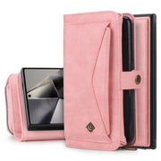For Samsung Galaxy S24 5G Multi-functional Zipper Wallet Leather Phone Case(Pink)