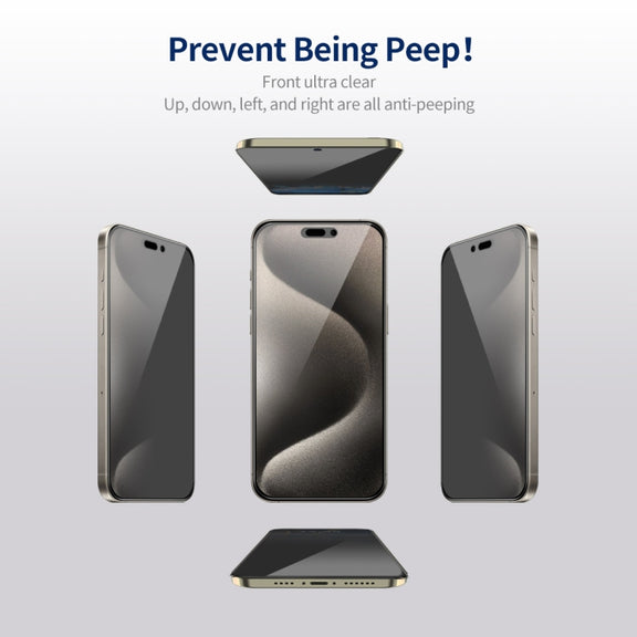 For iPhone 15 Pro Max 5pcs ENKAY Hat-Prince 360 Degree Anti-peeping Privacy Full Screen Tempered Glass Film