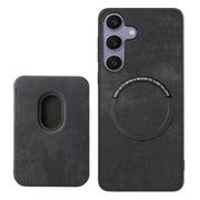 For Samsung Galaxy S25 5G Retro Leather Card Bag Magnetic Phone Case(Black)