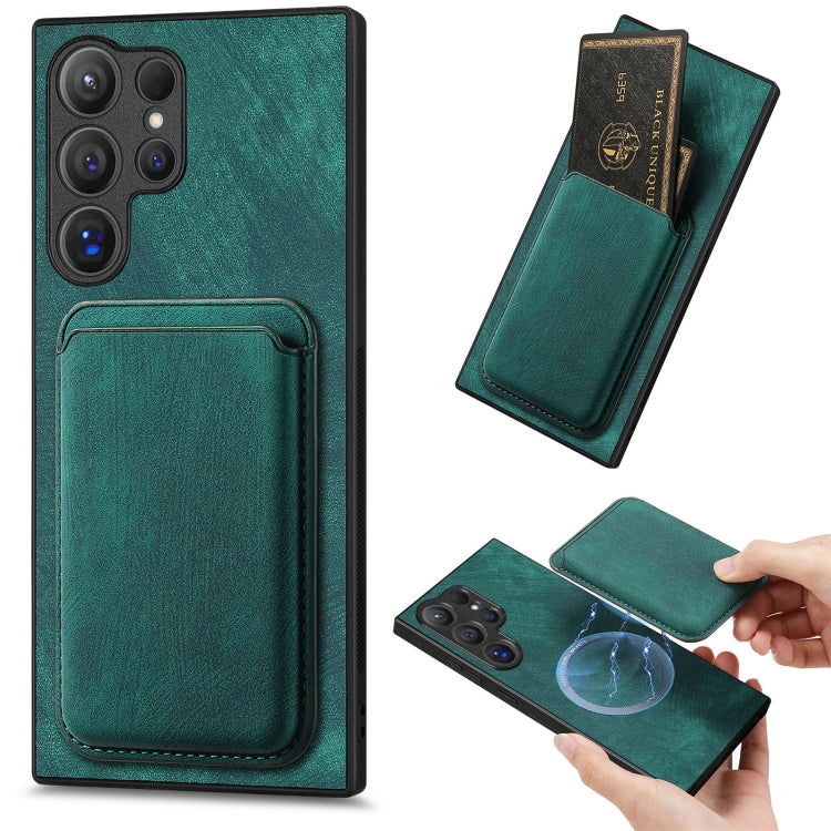 For Samsung Galaxy S25 Ultra 5G Retro Leather Card Bag Magnetic Phone Case(Green) - free shipping - PMC Jewellery - Order now!