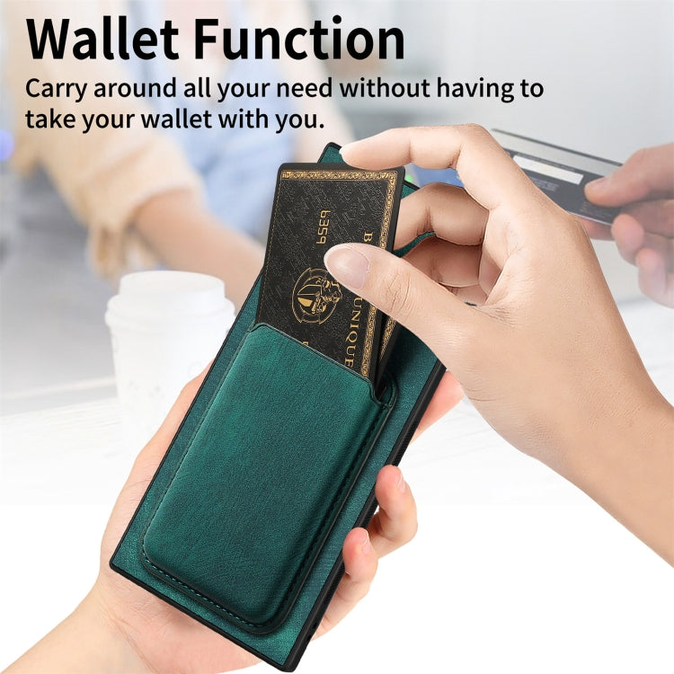 For Samsung Galaxy S25 Ultra 5G Retro Leather Card Bag Magnetic Phone Case(Green) - free shipping - PMC Jewellery - Order now!