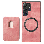 For Samsung Galaxy S25 Ultra 5G Retro Leather Card Bag Magnetic Phone Case(Pink)