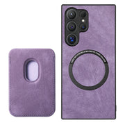 For Samsung Galaxy S25 Ultra 5G Retro Leather Card Bag Magnetic Phone Case(Purple)