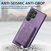For Samsung Galaxy S25 Ultra 5G Retro Leather Card Bag Magnetic Phone Case(Purple)