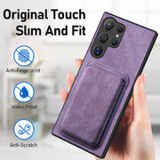 For Samsung Galaxy S25 Ultra 5G Retro Leather Card Bag Magnetic Phone Case(Purple)