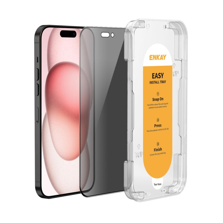 For iPhone 15 ENKAY Easy Install Anti-peeping Privacy Full Screen Tempered Glass Film - iPhone 15 Tempered Glass by ENKAY | Online Shopping South Africa | PMC TechLife | Buy Now Pay Later Mobicred