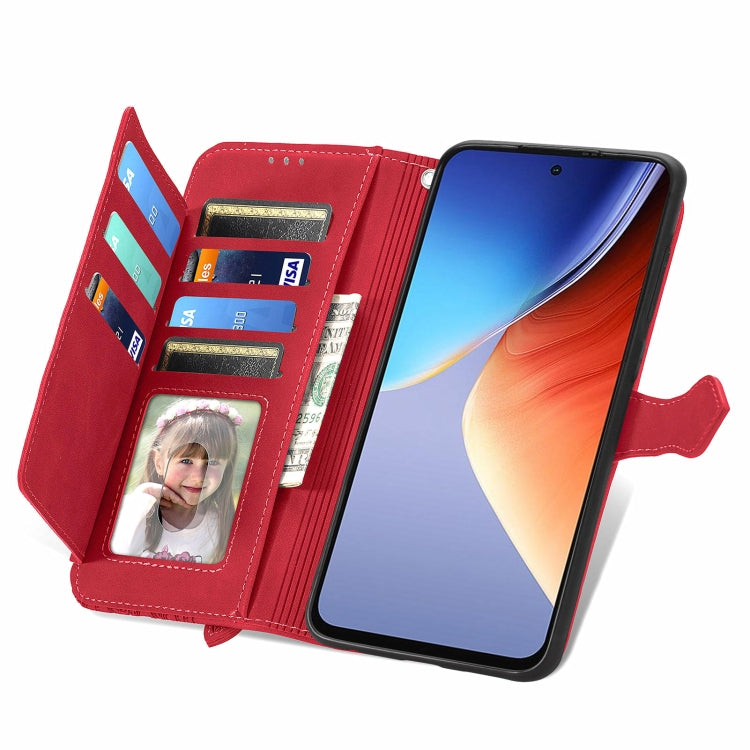 For Blackview A96 Embossed Flower Zipper Leather Phone Case(Red) - More Brand by PMC TechLife | Online Shopping South Africa | PMC TechLife