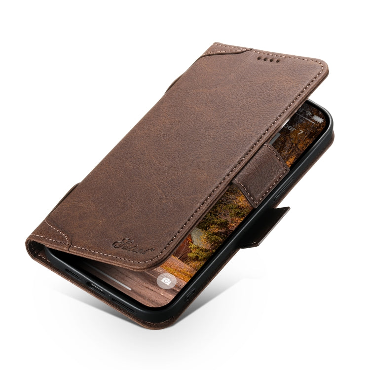 For iPhone 12 / 12 Pro SUTENI J07 Multifunctional Horizontal Flip Magsafe Leather Phone Case(Brown) - free shipping - PMC Jewellery - Order now!