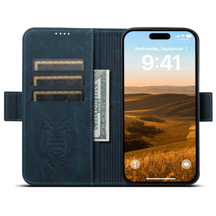 For iPhone 12 / 12 Pro SUTENI J07 Multifunctional Horizontal Flip Magsafe Leather Phone Case(Blue)