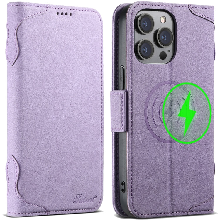 For iPhone 12 / 12 Pro SUTENI J07 Multifunctional Horizontal Flip Magsafe Leather Phone Case(Purple) - free shipping - PMC Jewellery - Order now!