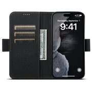 For iPhone 12 Pro Max SUTENI J07 Multifunctional Horizontal Flip Magsafe Leather Phone Case(Black)