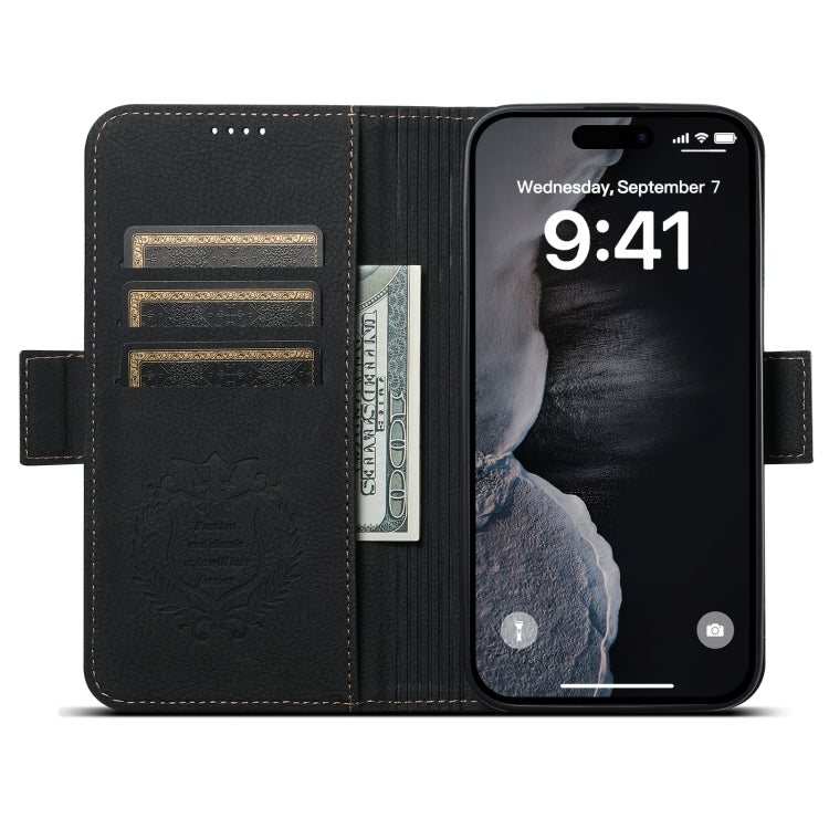 For iPhone 12 Pro Max SUTENI J07 Multifunctional Horizontal Flip Magsafe Leather Phone Case(Black)