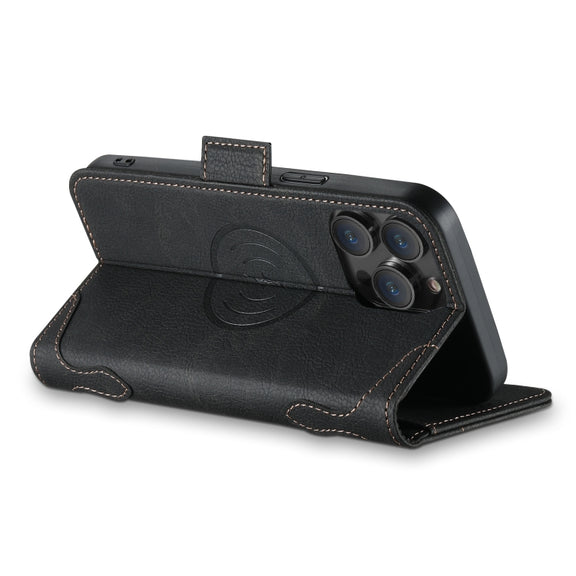 For iPhone 12 Pro Max SUTENI J07 Multifunctional Horizontal Flip Magsafe Leather Phone Case(Black)