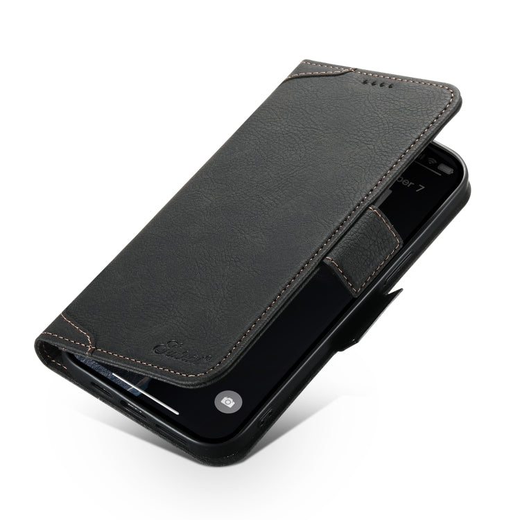 For iPhone 14 SUTENI J07 Multifunctional Horizontal Flip Magsafe Leather Phone Case(Black)