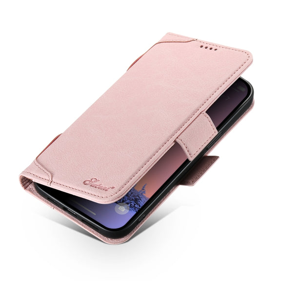 For iPhone 14 Plus SUTENI J07 Multifunctional Horizontal Flip Magsafe Leather Phone Case(Pink)