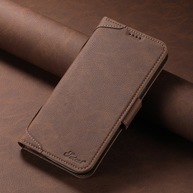 For iPhone 14 Pro Max SUTENI J07 Multifunctional Horizontal Flip Magsafe Leather Phone Case(Brown)